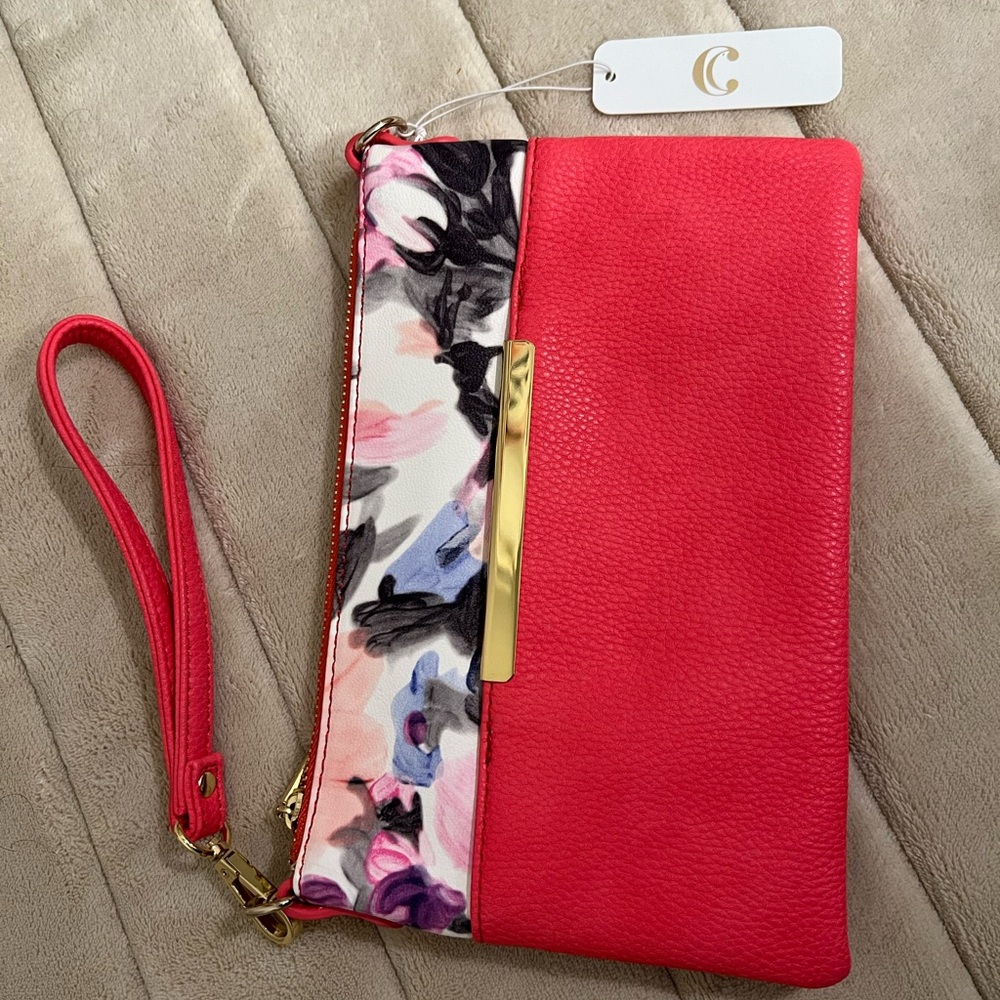 Chic Red and Floral Women's Clutch